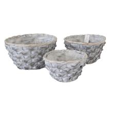 SÚPRAVA PRÚTENÝCH KOŠOV S PLASTOVOU VLOŽKOU, 3 KUSY, OKRÚHLA, SIVÁ