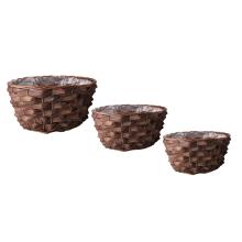 SÚPRAVA PRÚTENÝCH KOŠOV S PLASTOVOU VLOŽKOU, 3 KUSY, OVÁLNA, HNEDÁ