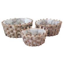 SÚPRAVA PRÚTENÝCH KOŠOV S PLASTOVOU VÝSTELKOU, 3 KUSY, ŠNUROVANÁ, HNEDÁ