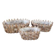 SÚPRAVA PRÚTENÝCH KOŠOV S PLASTOVOU VÝSTELKOU, 3 KUSY, OVÁLNE, ČIPKOVANÉ, HNEDÉ