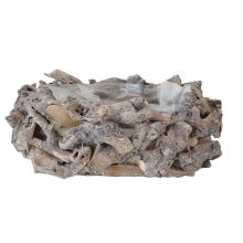 DREVENÝ KOREŇOVÝ BAL S PLASTOVÝM OBLOŽENÍM, OVÁLNY, PRÍRODNÝ