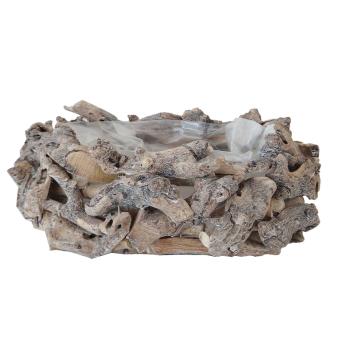 DREVENÝ KOREŇOVÝ BAL S PLASTOVÝM OBLOŽENÍM, OVÁLNY, PRÍRODNÝ