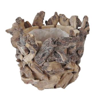 DREVENÝ KOREŇOVÝ BAL S PLASTOVÝM OBLOŽENÍM, TVAR "V", PRÍRODNÝ