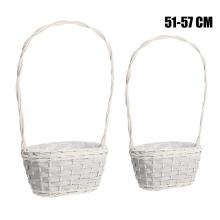 KOŠÍK, PRÚTENÝ, "FLORENTIN", SADA 2 KS, S VEĽKÝMI UŠAMI, BIELY