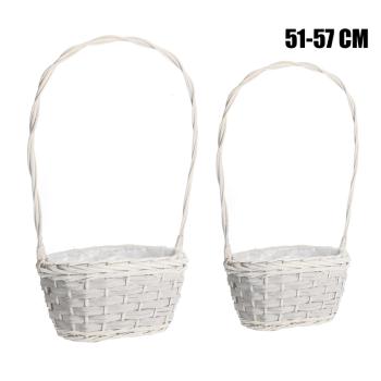 KOŠÍK, PRÚTENÝ, "FLORENTIN", SADA 2 KS, S VEĽKÝMI UŠAMI, BIELY