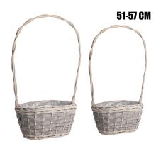 KOŠÍK, PRÚTENÝ, "FLORENTIN", SADA 2 KUSOV, S VEĽKÝMI UŠAMI, SIVÝ