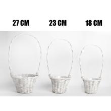 KOŠÍK, PRÚTENÝ, "FLORENTIN", SADA 3 KUSOV, S VEĽKÝMI UŠAMI, BIELY