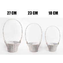 KOŠÍK, PRÚTENÝ, "FLORENTIN", SADA 3 KUSOV, S VEĽKÝMI UŠAMI, SIVÝ