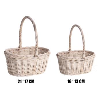 KÔŠ, PRÚTENÝ, OVÁLNY, SADA 2 KS, S UŠAMI, BIELY