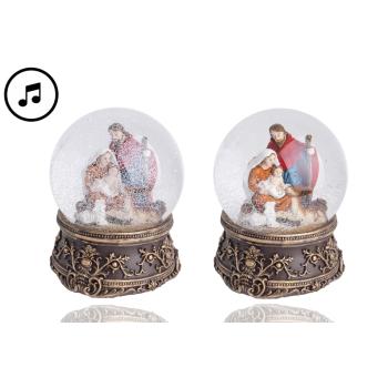 POLYRESINOVÁ HUDOBNÁ SNEHOVÁ GUĽA, SVÄTÁ RODINA