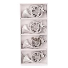 POLYRESINOVÁ SÚPRAVA ROHOV V PAPIEROVEJ ŠKATUĽKE, 4 KUSY, STRIEBORNÁ