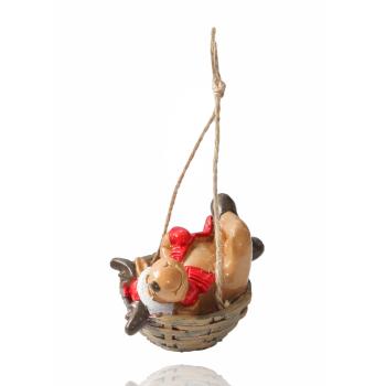 POLYRESINOVÝ SOB ZAVESENÝ V KOŠÍKU, HNEDÝ