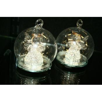 SKLENENÁ ZÁVESNÁ LED GUĽA 7CM