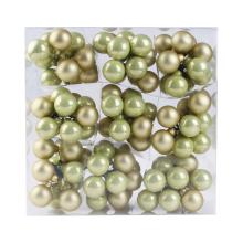 SKLENENÉ VIANOČNÉ OZDOBY, SADA BOBÚĽ V PVC ŠKATUĽKE, 144 KUSOV, PASTELOVO ZELENÁ