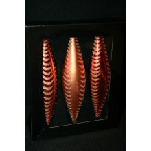 SADA SKLENENÝCH RAMPÚŠIKOV, 3 KUSY, VZOR PAPRADIE, STARO ZLATÁ