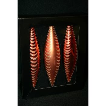 SADA SKLENENÝCH RAMPÚŠIKOV, 3 KUSY, VZOR PAPRADIE, STARO ZLATÁ