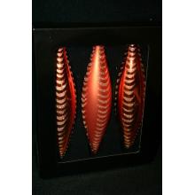 SADA SKLENENÝCH RAMPÚŠIKOV, 3 KUSY, VZOR PAPRADIE, ORANŽOVÁ