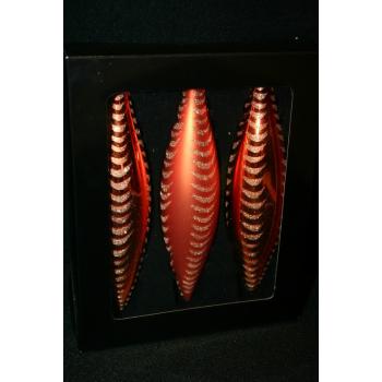 SADA SKLENENÝCH RAMPÚŠIKOV, 3 KUSY, VZOR PAPRADIE, ORANŽOVÁ