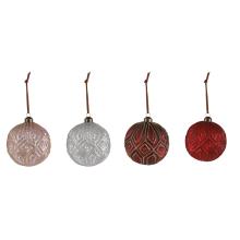 SKLENENÁ VIANOČNÁ OZDOBA GLÓBUS, STAROŽITNÝ ZÁVES ALEBO ČERVENÁ ALEBO BIELA ALEBO BORDOVÁ