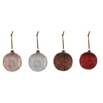 SKLENENÁ VIANOČNÁ OZDOBA GLÓBUS, STAROŽITNÝ ZÁVES ALEBO ČERVENÁ ALEBO BIELA ALEBO BORDOVÁ