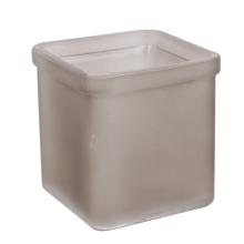 SKLENENÝ SVIETNIK KOCKA HNEDÝ MATNÝ