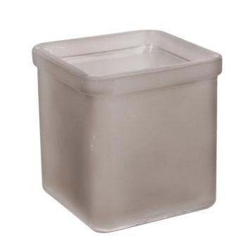 SKLENENÝ SVIETNIK KOCKA HNEDÝ MATNÝ