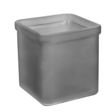 SKLENENÝ SVIETNIK KOCKA ŠEDÁ MATNÁ