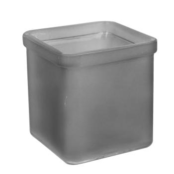 SKLENENÝ SVIETNIK KOCKA ŠEDÁ MATNÁ