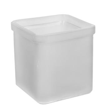 SKLENENÝ SVIETNIK KOCKA BIELA MATNÁ