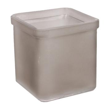 SKLENENÝ SVIETNIK KOCKA HNEDÝ MATNÝ