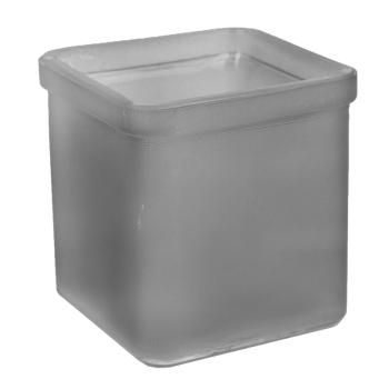 SKLENENÝ SVIETNIK KOCKA ŠEDÁ MATNÁ