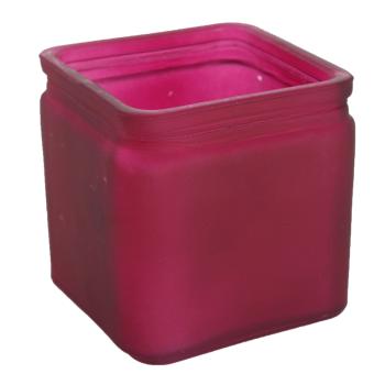 SKLENENÝ SVIETNIK KOCKA BORDÓ MATNÝ