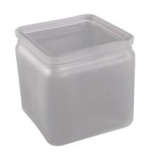 SKLENENÝ SVIETNIK KOCKA BIELA MATNÁ