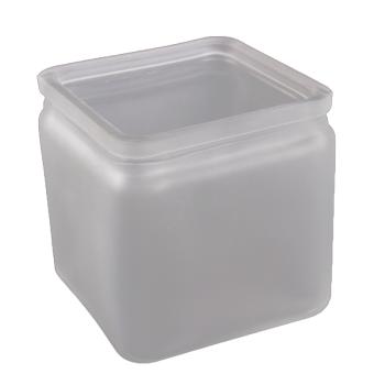 SKLENENÝ SVIETNIK KOCKA BIELA MATNÁ