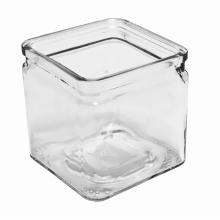 SKLENENÝ SVIETNIK KOCKA ČÍRA