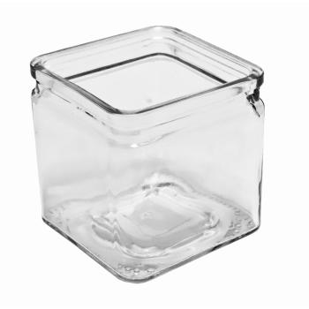 SKLENENÝ SVIETNIK KOCKA ČÍRA