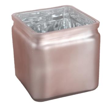 SKLENENÝ SVIETNIK KOCKA BRONZOVÁ METALÍZA