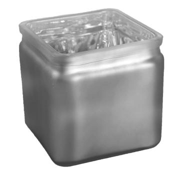 SKLENENÝ SVIETNIK KOCKA SIVÁ METALÍZA