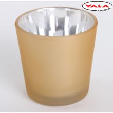 SKLENENÝ SVIETNIK KRUH ZLATÁ METALÍZA