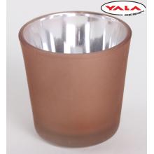 SKLENENÝ SVIETNIK KRUH BRONZOVÝ KOV