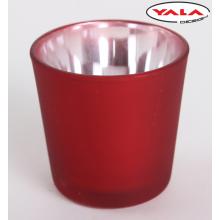 SKLENENÝ SVIETNIK KRUH METALICKÁ ČERVENÁ