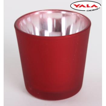 SKLENENÝ SVIETNIK KRUH METALICKÁ ČERVENÁ
