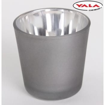 SKLENENÝ SVIETNIK KRUH SIVÁ METALÍZA