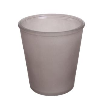 SKLENENÁ VÁZA V TVARE PÍSMENA "V", OKRÚHLA, PIESKOVANÁ, HNEDÁ