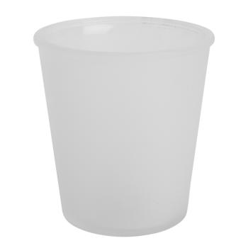 SKLENENÁ VÁZA V TVARE PÍSMENA "V", OKRÚHLA, PIESKOVANÁ, BIELA