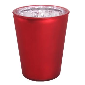 SKLENENÝ PODŠÁLOK OKRÚHLY METALICKÝ ČERVENÝ METALICKÝ