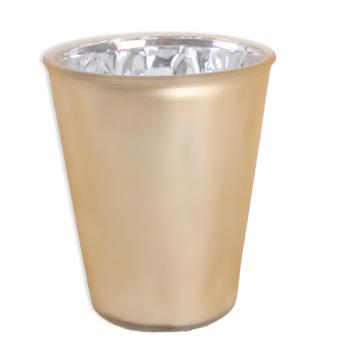 SKLENENÁ VÁZA V TVARE PÍSMENA "V" ZLATÁ METALÍZA