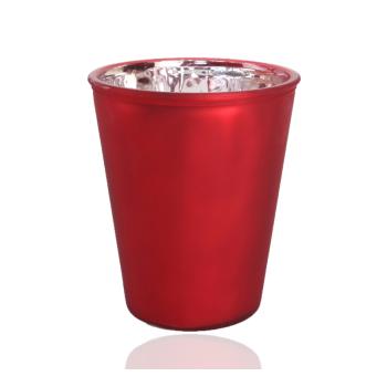 SKLENENÝ PODŠÁLOK OKRÚHLY METALICKÝ ČERVENÝ METALICKÝ