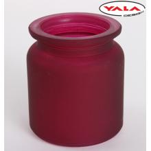 SKLENENÝ SVIETNIK S OKRÚHLYM OKRAJOM VÍNOVÝ MATNÝ