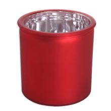 SKLENENÁ NÁDRŽKA OKRÚHLA METALICKÁ ČERVENÁ